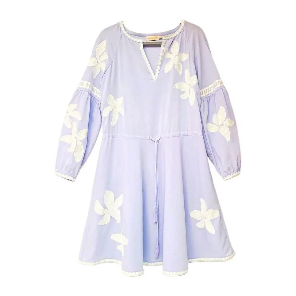 Tory Burch Sadie Floral Appliqué Dress – French Lavender